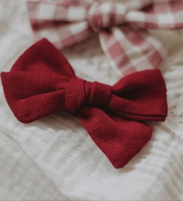 Red Linen Bow Headband