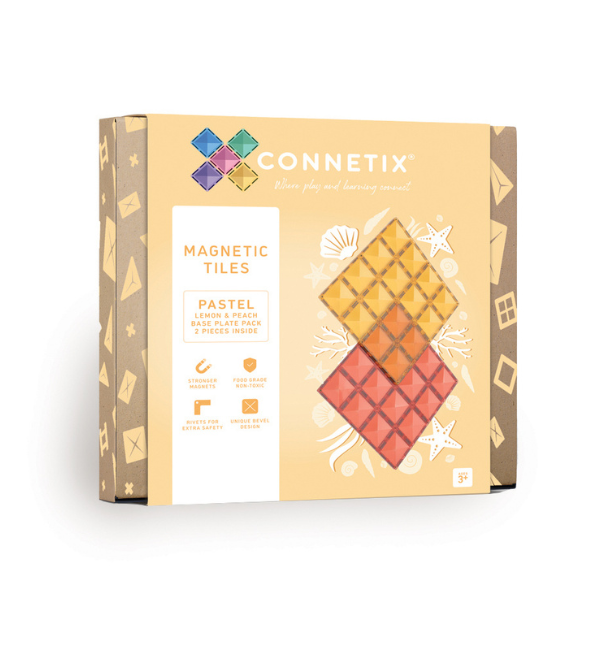 Connetix Tiles | 2 Piece Base Plate Lemon & Peach Pack