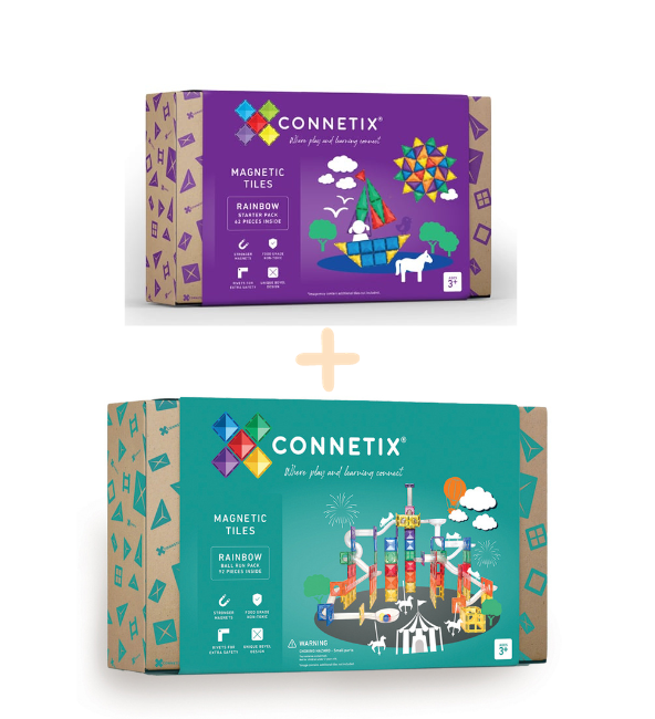 (Bundle Set) Connetix Tiles Ball Run Set + 62 Piece Starter Pack