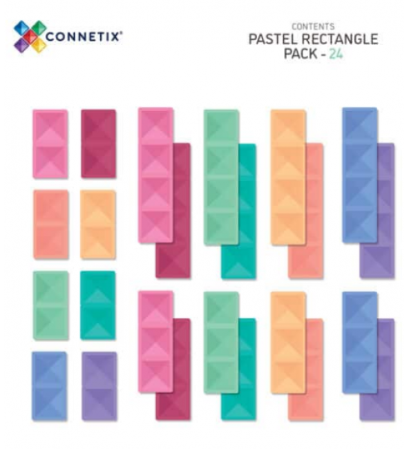 Connetix Tiles | 24 Piece Pastel Rectangle Set