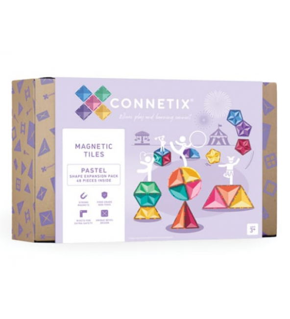 Connetix Tiles | 48 Piece Pastel Shape Expansion Set