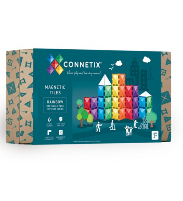 Connetix Tiles | 18 Piece Rainbow Rectangle Set